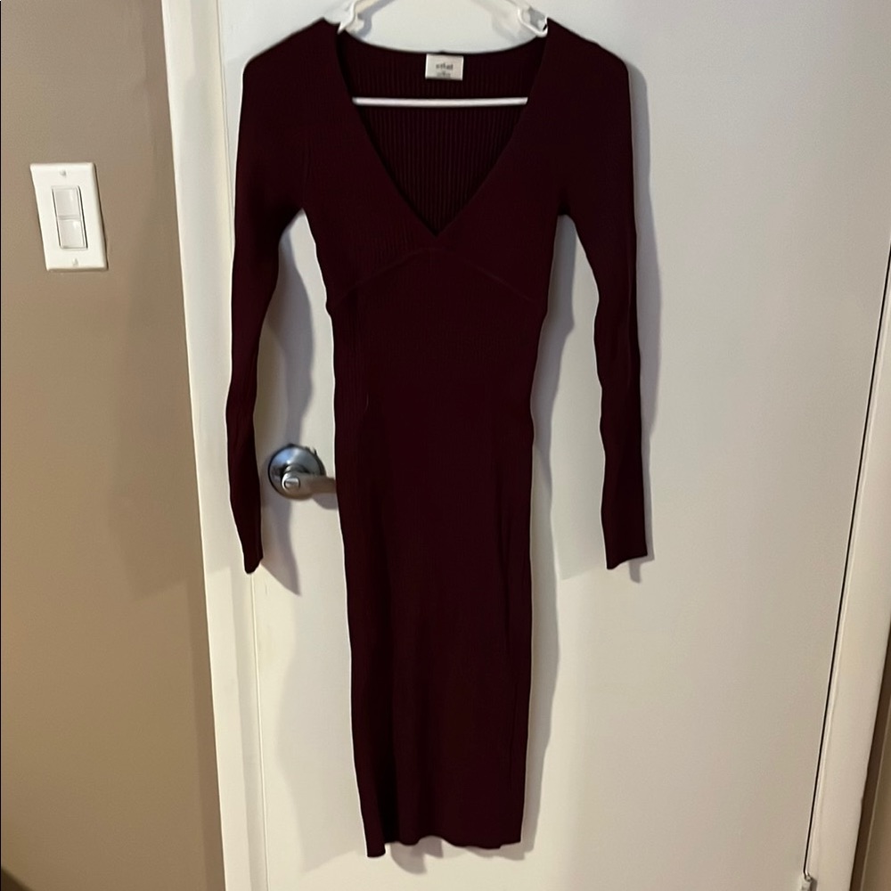 Elegant Burgundy Long Sleeve Dress by Wilfred size XS